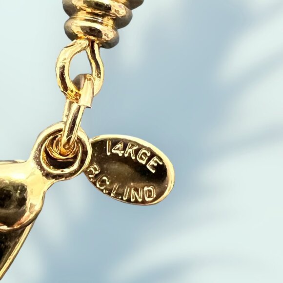 B.C. Lind 14KGE Faux Pearl Necklace Gold Chain Link 18" Retro Classic & Earrings - Picture 5 of 7